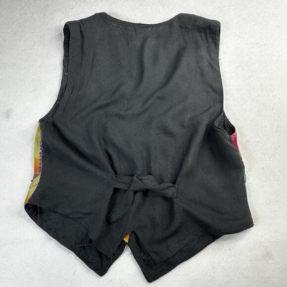 Fashion Passport Women's Vest Cotton Black Multi Size S Fun Funky Vtg - Picture 7 of 8